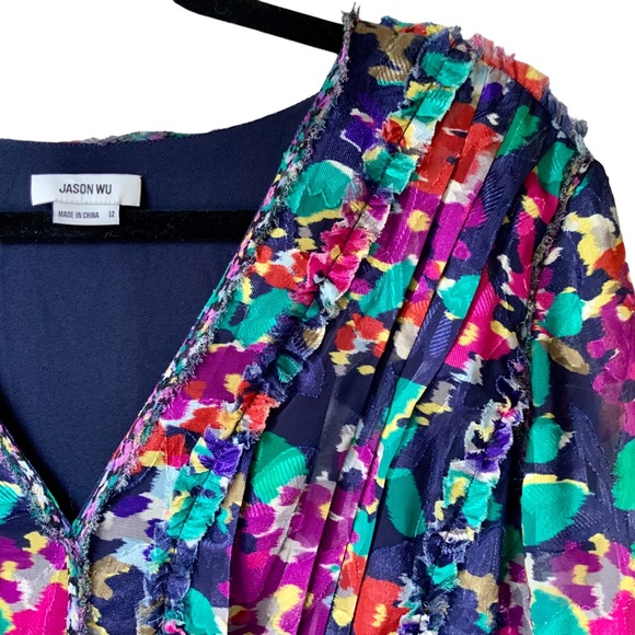 JASON WU Dress Motion Floral Silk Trim A-Line Multicolor Large Burnout Fabric - Picture 10 of 16